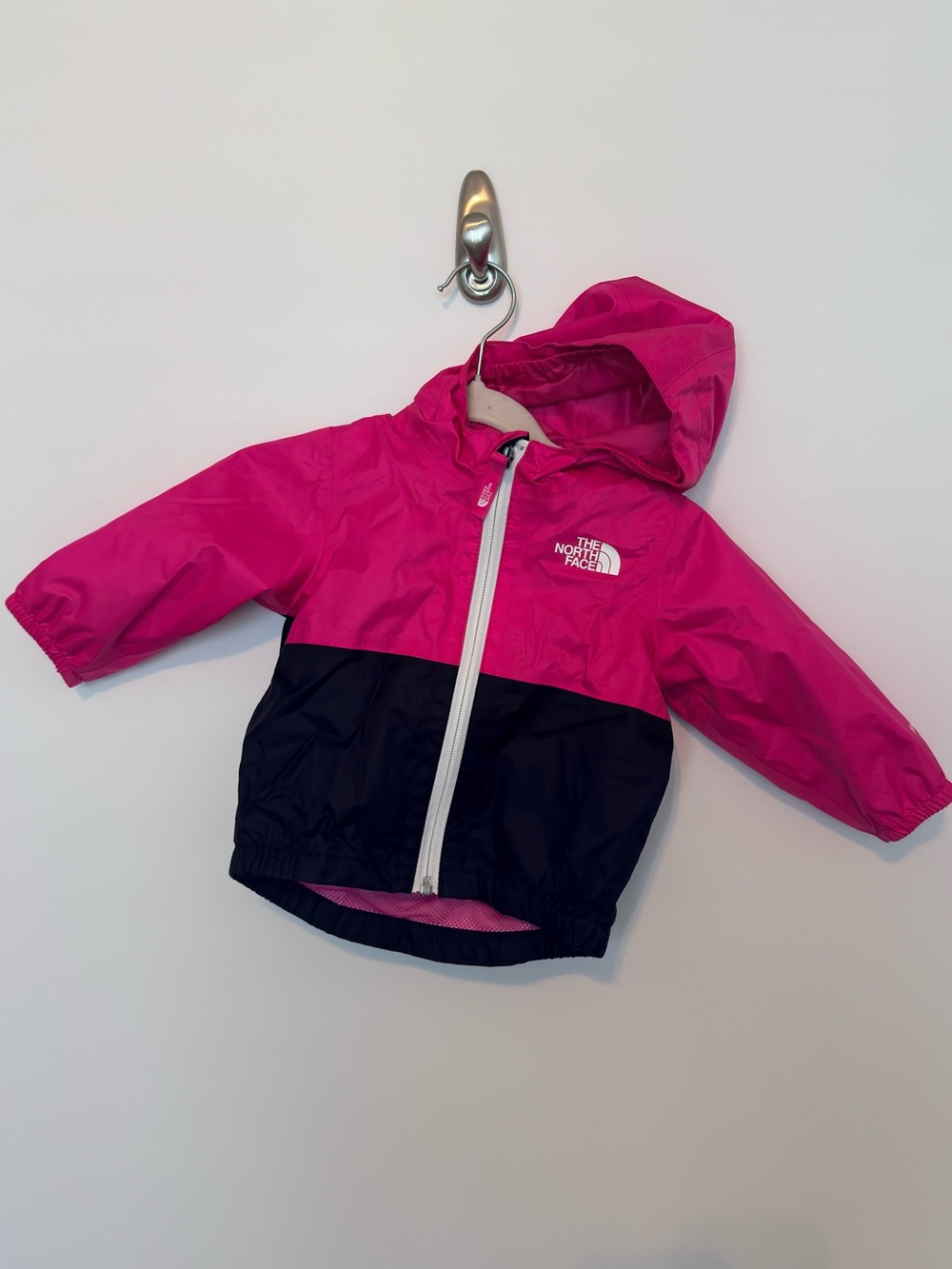 The North Face Hot Pink and Black Kids' Hooded Shell Jacket